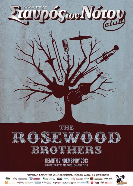 Πέμπτη 7 Νοεμβρίου 2013, οι The ROSEWOOD BROTHERS στο Σταυρό του Νότου Club