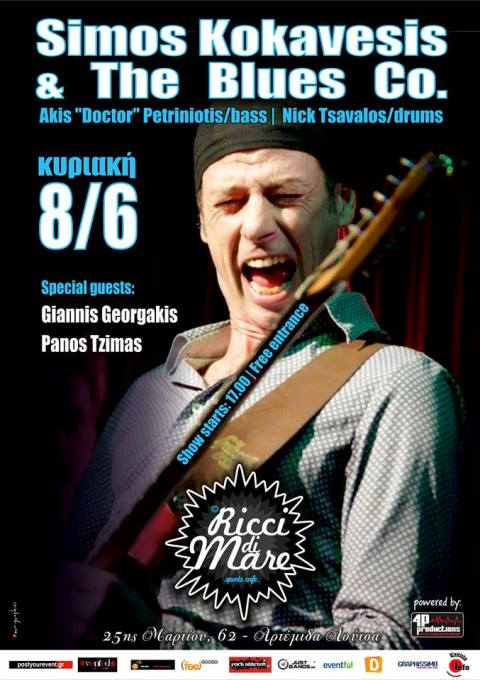 Κυριακή 8 Ιουνίου 2014, το Ricci Di Mare Cafe Bar - Surf Club, στην Αρτέμιδα Λούτσα, υποδέχεται το καλοκαίρι με ένα απογευματινό live party, παρέα με τους Blues Co, του Σίμου Κοκαβέση